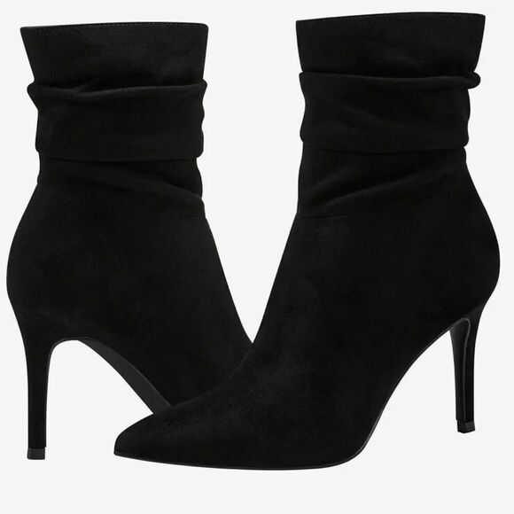 NWT Marc Fisher 6 Black Suede 3.5” Stiletto High Heel Ankle DREAMA Boots Booties - Picture 1 of 12